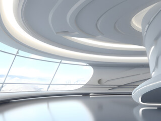 Futuristic Architectural Curve Design Showcasing Innovative Sci-Fi Interior Concept