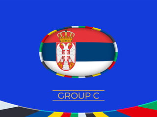 Serbia flag for 2024 European football tournament, national team sign.