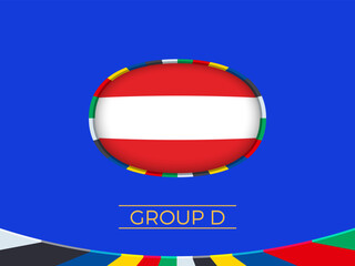 Austria flag for 2024 European football tournament, national team sign.