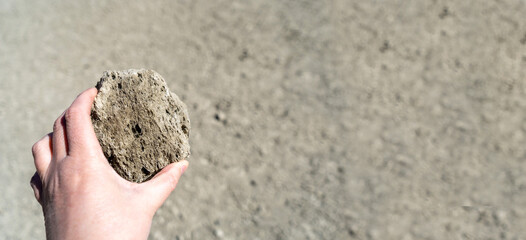 Volcano Stones in Hand, Volcanic Pumice with Glass, Pieces of Lava, Basalt Extrusive Igneous Rock