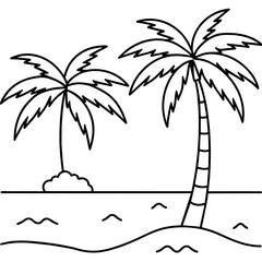      Beautiful seaside view with some coconut palm.
