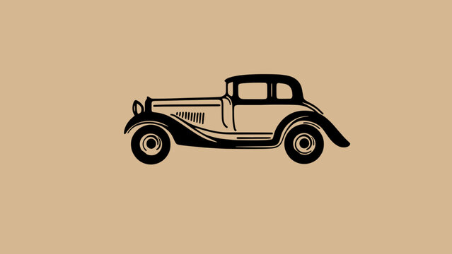 Vintage retro old or classic car illustration hand-drawn style