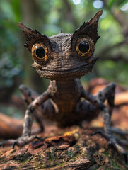 Fantastical creature resembling a lizard or gecko with large, expressive eyes and a playful smile.