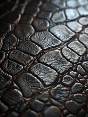A captivating macro photograph showcasing the intricate and exotic texture of crocodile skin.