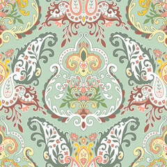 Abstract floral seamless pattern with foliage