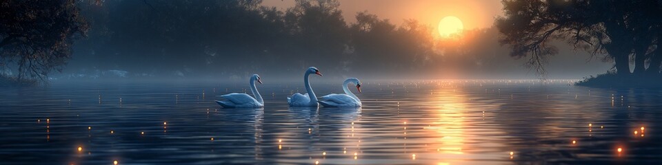 Fototapeta premium swans on the lake