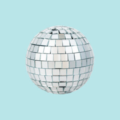 Party Disco Ball isolated on blue background.
