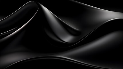 Mesmerizing Black Fabric Backdrop with Fluid Curves and Shadows for Luxury Fashion and Glamour Concepts - obrazy, fototapety, plakaty