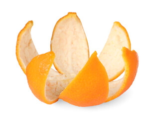 Fresh peels of tangerine isolated on white