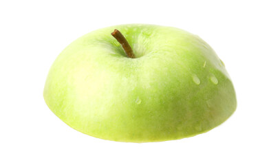 Piece of ripe green apple isolated on white