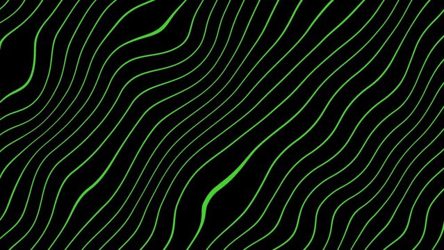 Abstract thin green color wavy line over black color background. flat animated motion graphic background. 