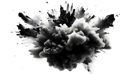 Powerful Explosive Charcoal Dust Burst in Futuristic Monochrome - obrazy, fototapety, plakaty