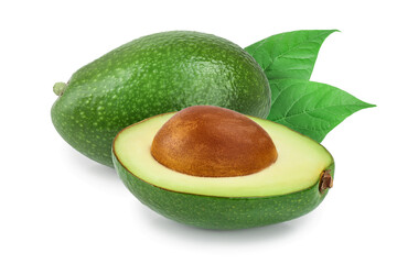 half avocado isolated on white background close-up