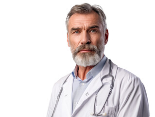 Portrait of a Doctor, Authority and Compassion in Medical Expertise, Chief Physician, Health care enhanced and isolated on white - transparent background