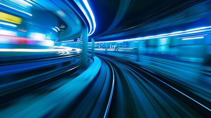 Tunnel moving train blur motion abstract asia background bay blue bridge city landscape commute commuting curve drive dynamic fast future futuristic light line modern move