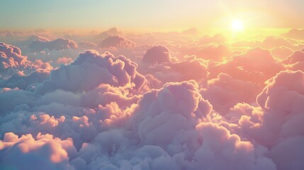 Romantic and beautiful sky with sea of clouds