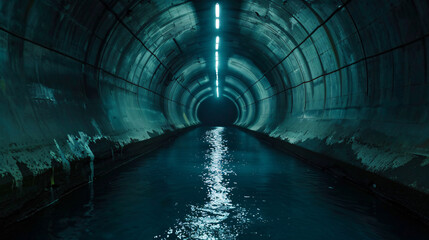 Underground water tunnel. - obrazy, fototapety, plakaty
