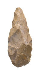 Paleolithic flint tool. Acheulean chopper handaxe - obrazy, fototapety, plakaty
