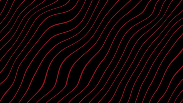 Abstract thin red color wavy line over black color background. flat animated motion graphic background. 