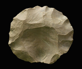 Paleolithic flint tool. Flint discoidal core