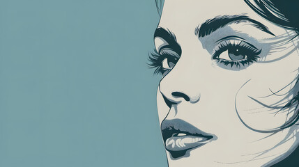 A simple line drawing of woman face poster