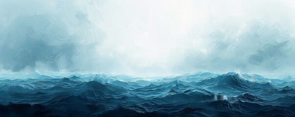Minimalist ocean wave abstraction with muted color palette, evoking a sense of serenity. - obrazy, fototapety, plakaty