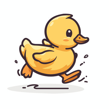 recommend clip art: Cute baby duck duckling running cartoon illustration