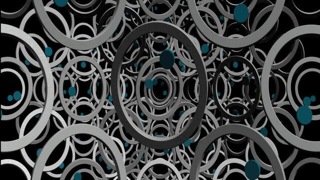 black and white background. Shiny gears of metal colors on dark background. Mechanism with the metal circles