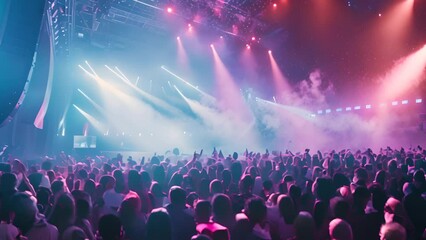 Concert crowd enjoying live music at festival. Event and entertainment.