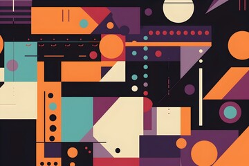 Vibrant Geometric Abstract Design with Intersecting Colorful Shapes and Forms