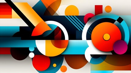 Visually Striking Geometric Abstract Pattern Design with Harmonious Colorful Shapes for Modern Digital Art