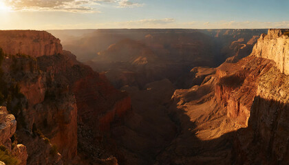 Fototapeta na wymiar The Grand Canyon is a gorge of steep slopes in the state of Arizona, USA. landscape panoramic view at sunset.