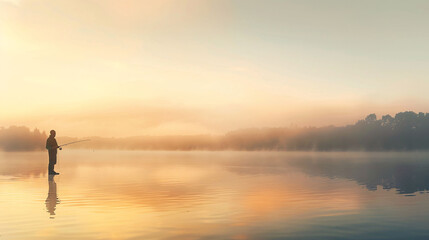 Tranquil Fishing in Misty Dawn