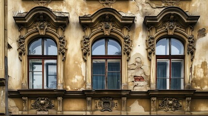 Fototapeta na wymiar Vintage doors in historical buildings of Prague city in Czech Republic in Europe.