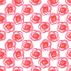 Hand drawn watercolor abstract red poppy flowers seamless pattern isolated on white background. Can be used for textile, fabric and other printed products.