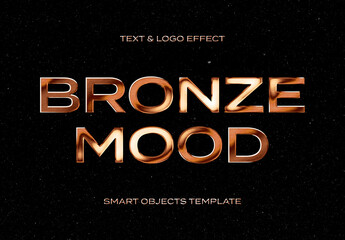 Bronze Text And Logo Effect Mockup