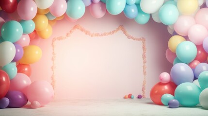Fototapeta na wymiar Colorful balloon decorated for birthday party.