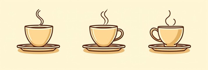 Artistic illustration of steaming coffee drinks.