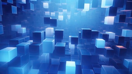 Abstract 3d render, blue geometric background design with cubes