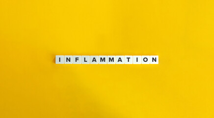 Inflammation Word and Banner. Text on Block Letter Tiles on Yellow Background. Minimalist Aesthetics.