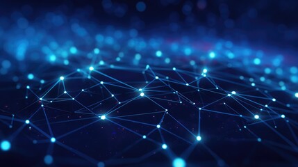 Abstract digital network connection blue background 3D rendering