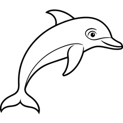 dolphin colouring book white background -Vector illustration