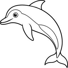 Obraz premium dolphin colouring book white background -Vector illustration