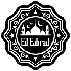 illustration of a badge with label Eid Mubarak