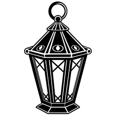 elegant luminescence gold lantern lamp icon -vector illustration