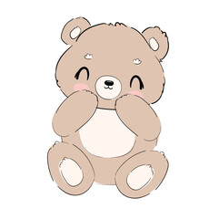 Hand Drawn Cute little Teddy Bear, vector illustration, Print for baby, newborns design