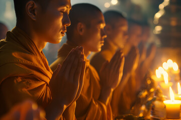 Monks pray at the ceremony