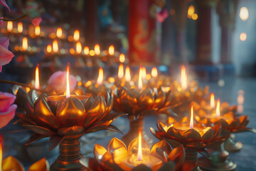 candles in the form of lotuses