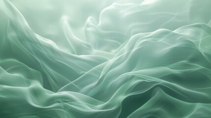 Obraz premium Minimalist Abstract Green Colors Combine Foggy Wind Background, Presented in 3D AI Image
