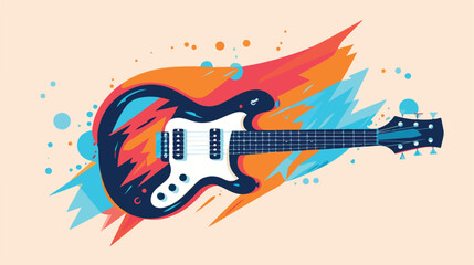 Rock electric guitar on abstract backdrop icon isol